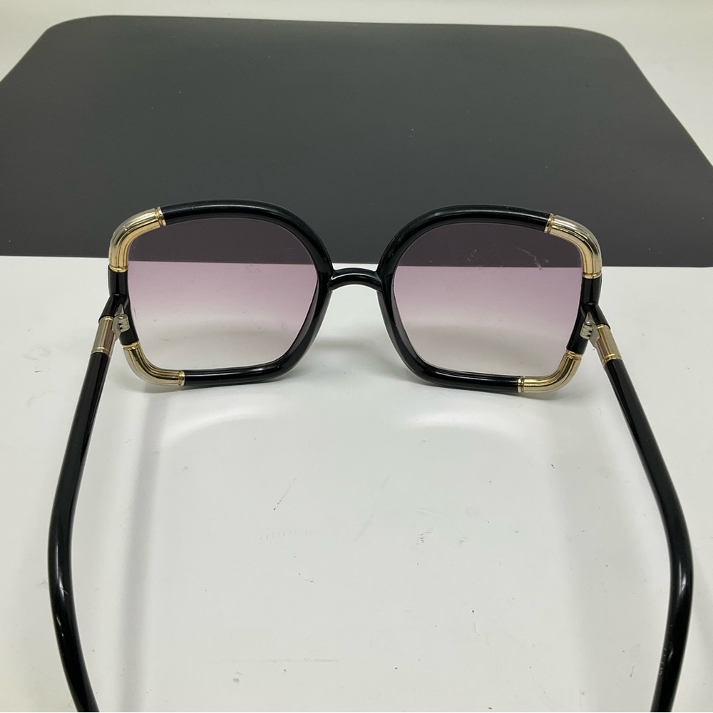 Vintage Ted Lapidus Black and Gold Oversized Women's Sunglasses - Picture 3 of 7